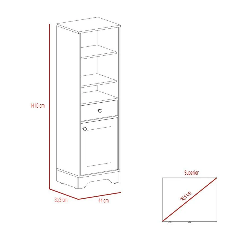 Gabinete de Baño Aqua 2, Blanco Perla y Café Claro, con Variedad de Entrepaños