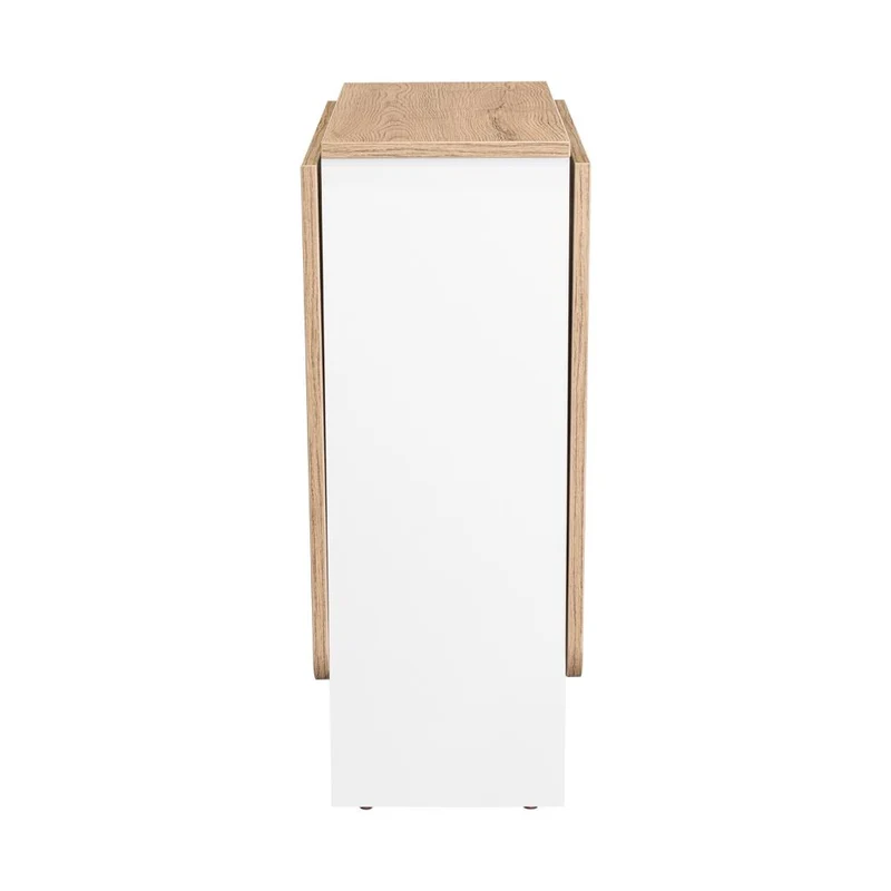 Mesa Auxiliar de Cocina Plegable Mérida, Blanco y Fresno Europeo, con Amplia Superficie