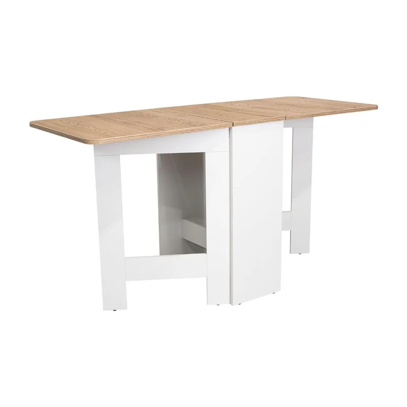 Mesa Auxiliar de Cocina Plegable Mérida, Blanco y Fresno Europeo, con Amplia Superficie