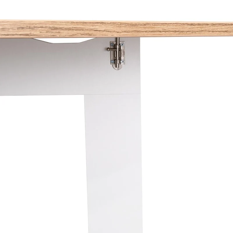 Mesa Auxiliar de Cocina Plegable Mérida, Blanco y Fresno Europeo, con Amplia Superficie