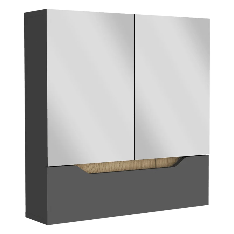 Gabinete de Baño Vicent, Plata Oscuro y Café Claro, con Espejo