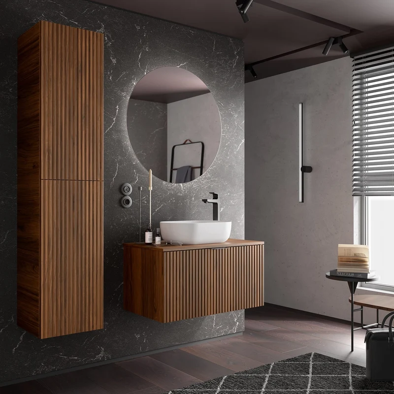 Mueble de Baño suspendido de 1 cajón con encimera laminada BIBA