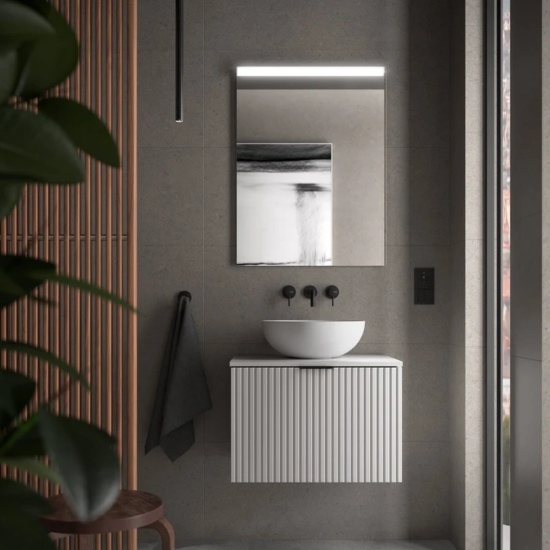 Mueble de Baño suspendido de 1 cajón con encimera laminada BIBA
