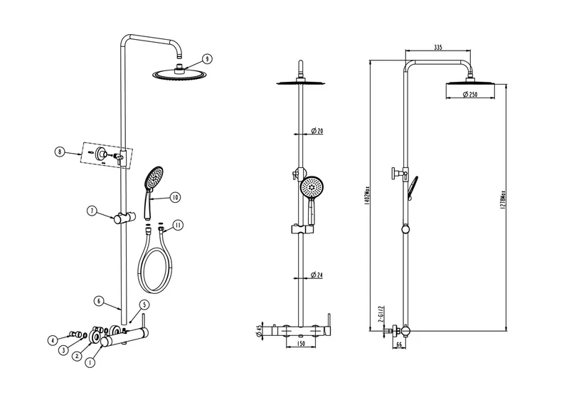 Columna de Ducha Monomando GME INVERTER R