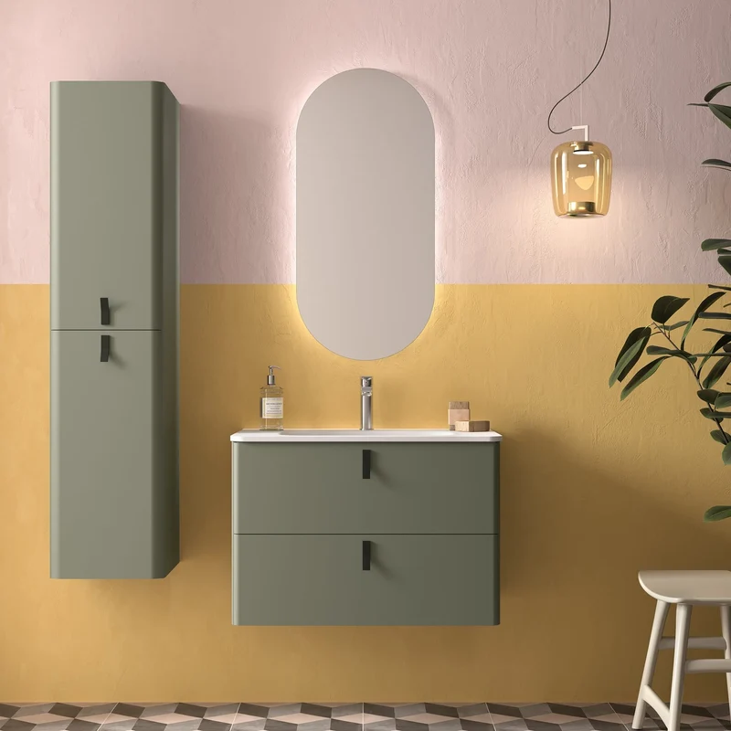 Mueble de baño suspendido Uniiq L-S con lavabo