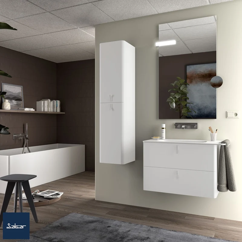 Mueble de baño suspendido Uniiq L-S con lavabo