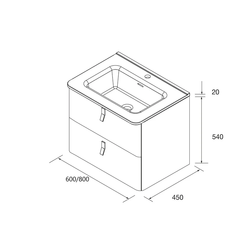 Mueble de baño suspendido Uniiq L-S con lavabo