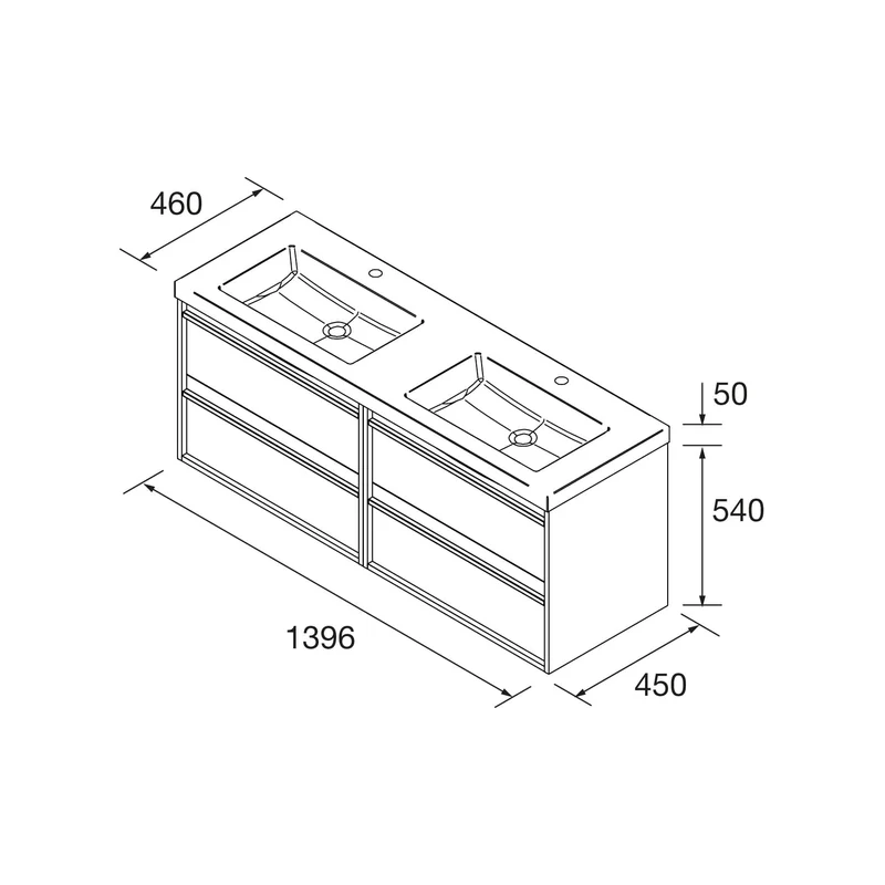 Mueble de baño Attila 4C de 140 cm