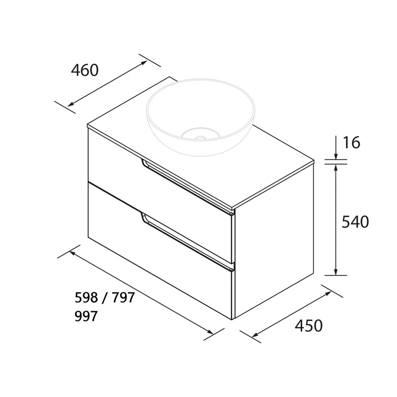 Mueble de baño Vima con lavabo sobre encimera