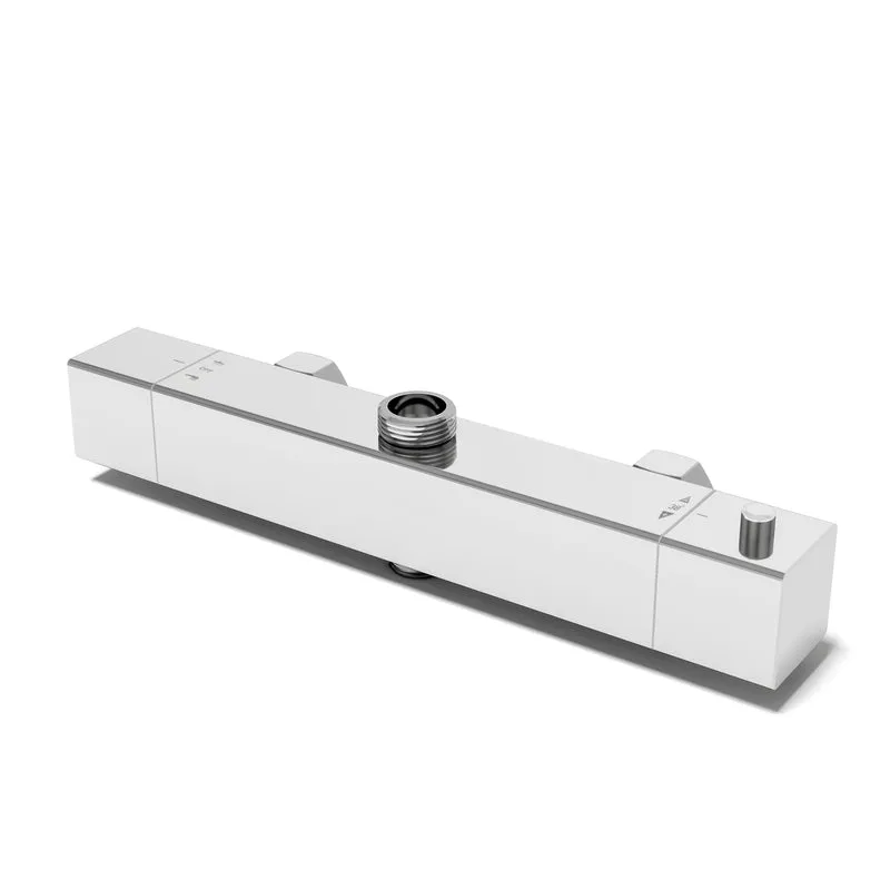 Aica Columna de Ducha con termostato y alcachofa cuadrada 30x30cm rociador superior plata brillante barra redonda