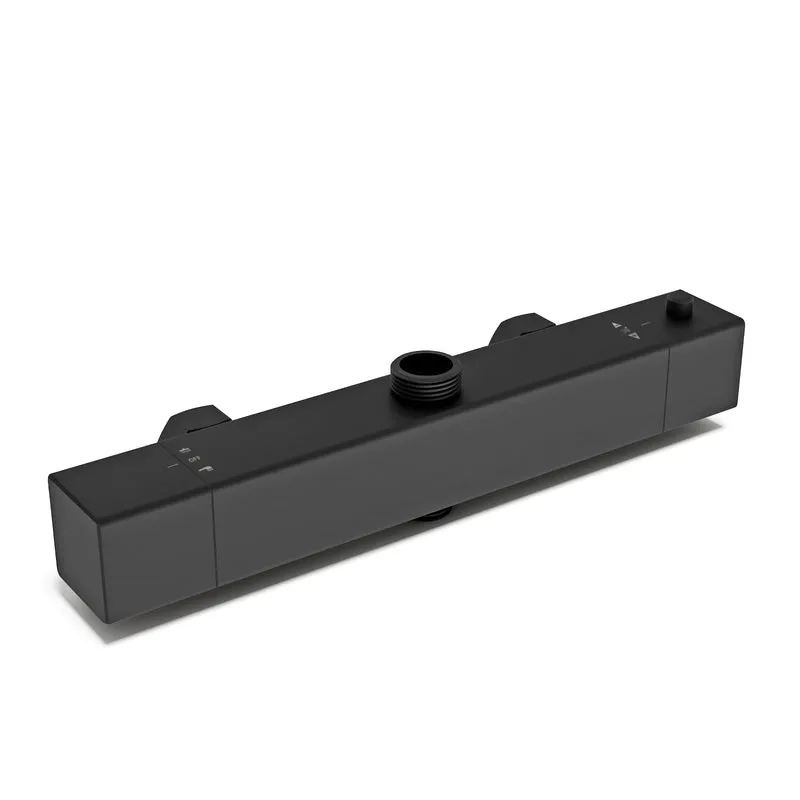 Aica Columna de Ducha con termostato y alcachofa cuadrada 30x30cm rociador superior negro mate barra redonda