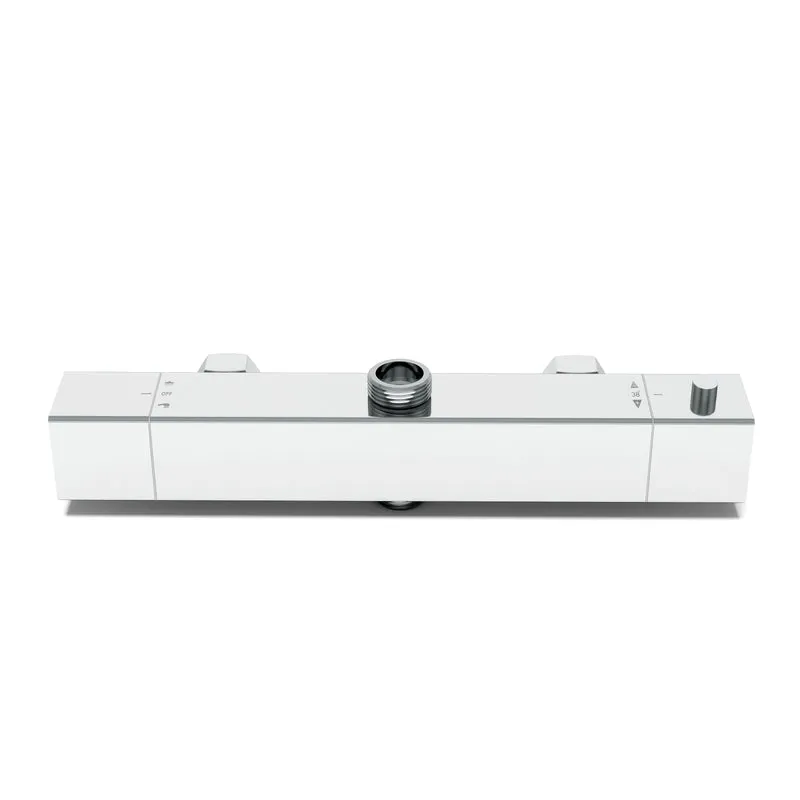 Aica Columna de Ducha con termostato y alcachofa cuadrada 30x30cm rociador superior plata brillante barra regulable