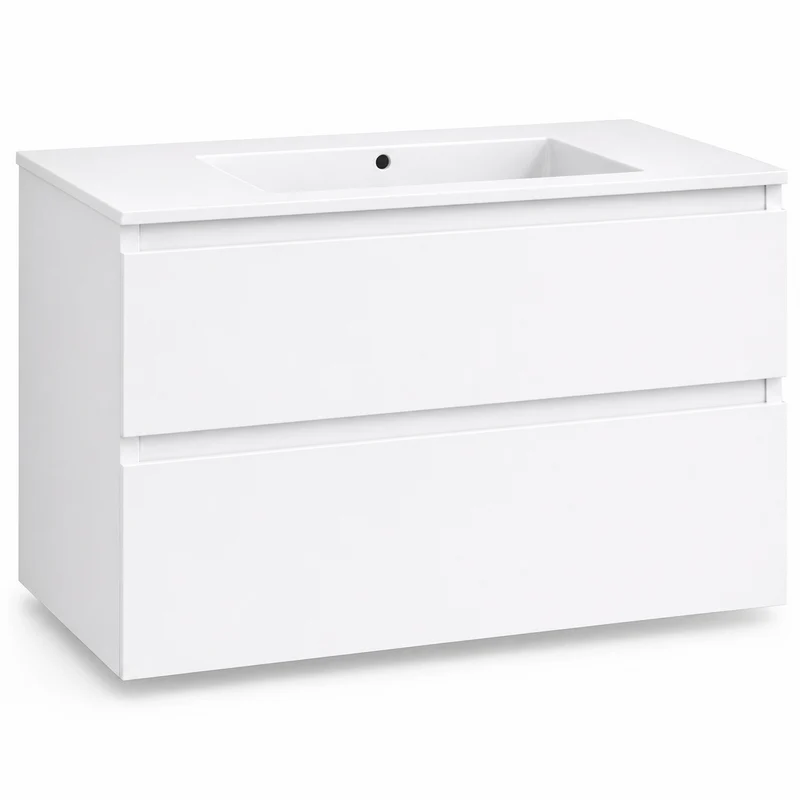 Almagro - Mueble de baño suspendido blanco con lavabo integrado