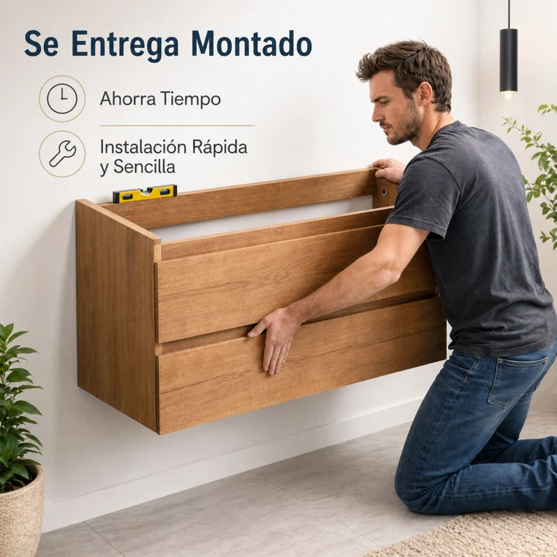 Almagro - Mueble de baño suspendido con lavabo sobre encimera