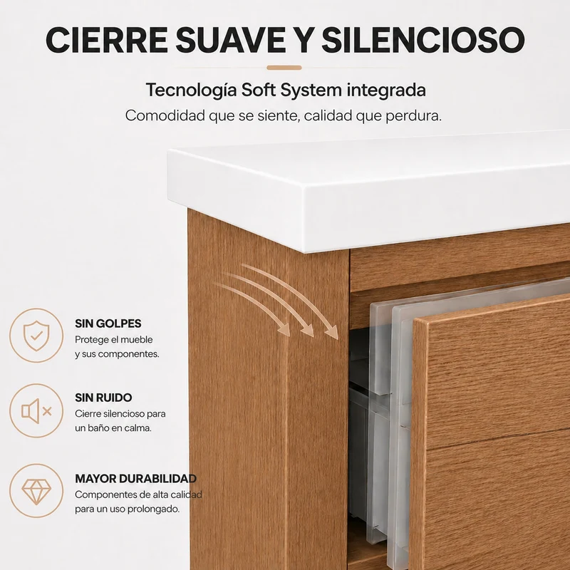 Almagro - Mueble de baño suspendido con lavabo sobre encimera