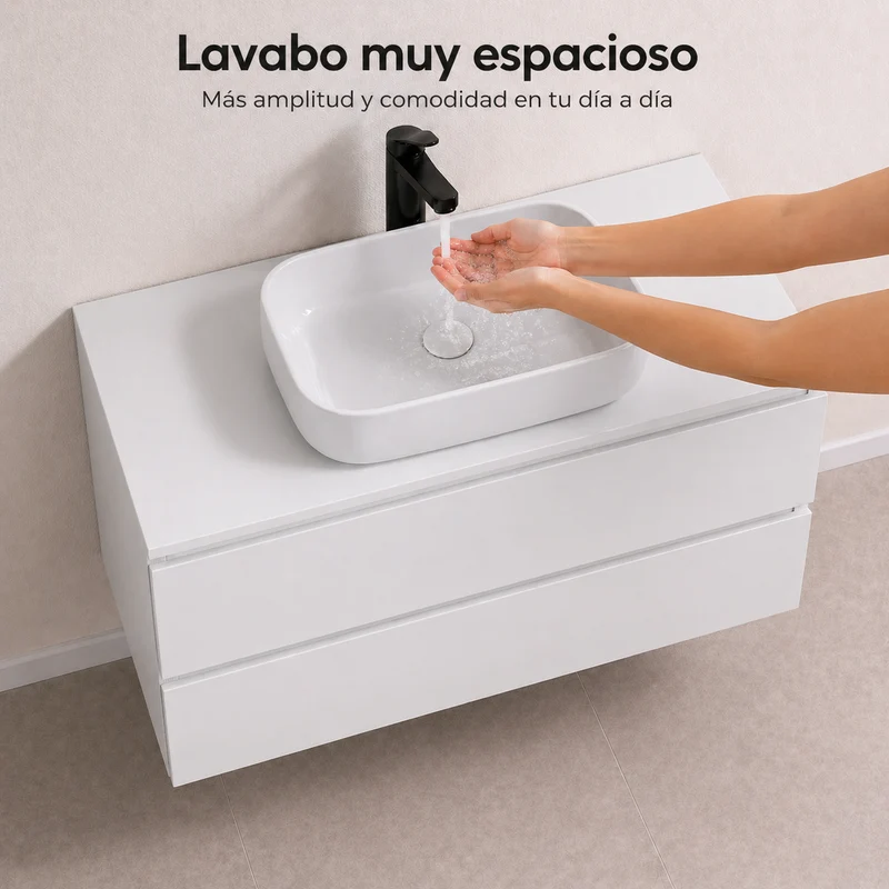 Almagro - Mueble de baño suspendido con lavabo sobre encimera