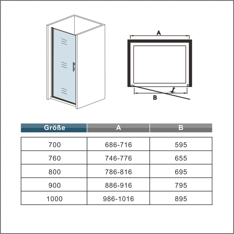 Mamparas de Ducha Puerta sencilla de Baño cristal 6mm Easyclean