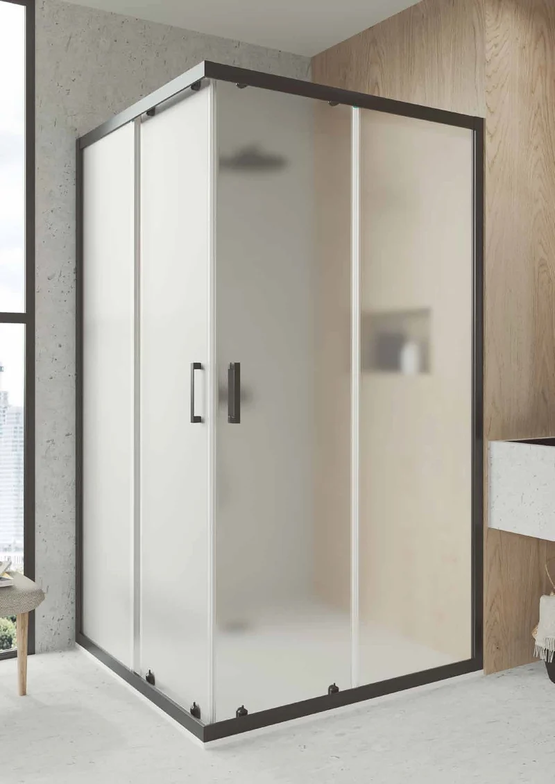 Getafe R2P - Mampara de Ducha Corredera Angular con 2 puertas reversibles