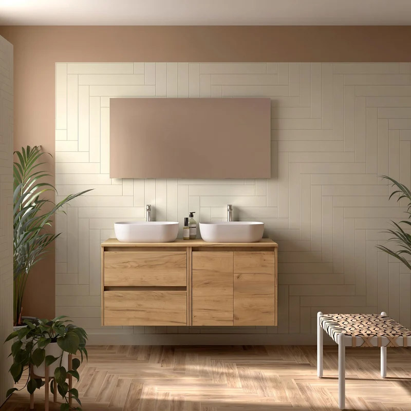 Mueble de baño con encimera de madera Noja Salgar
