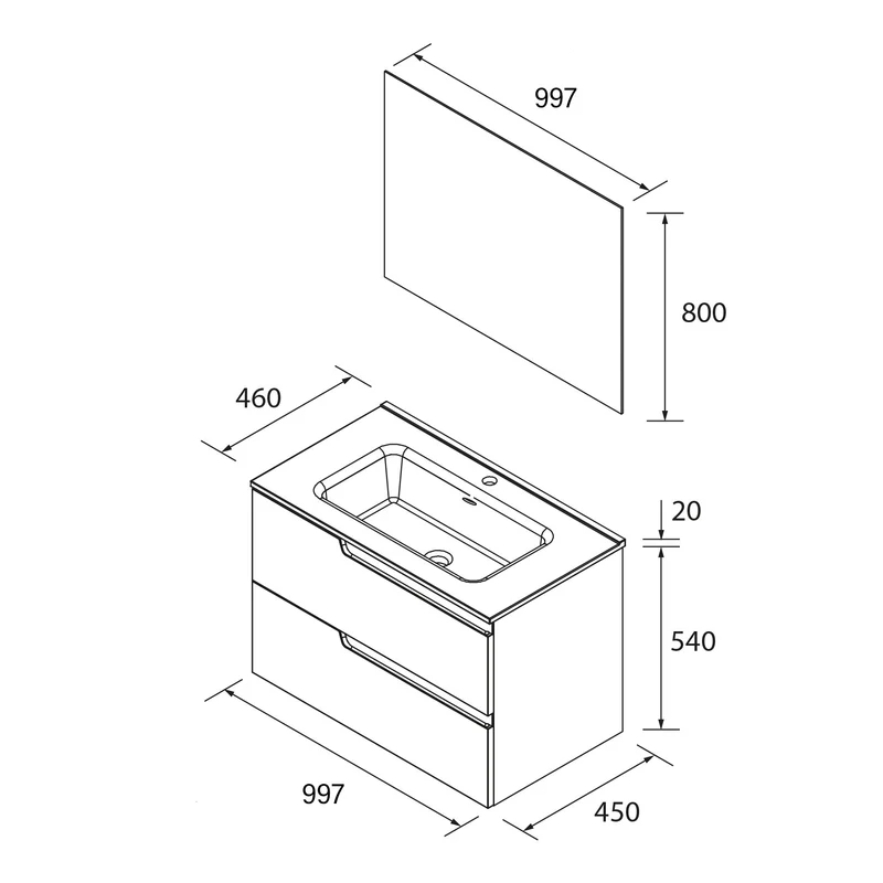Mueble de Baño Vima Salgar + Lavabo + Espejo - Salgar