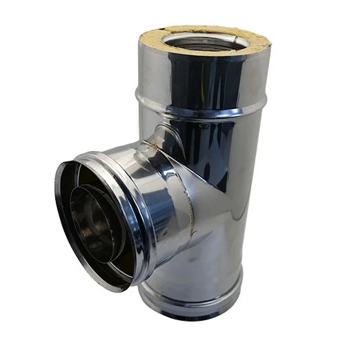 Tee in acciaio inox 316l a 90 doppia parete d. int. 80 d. est. 130