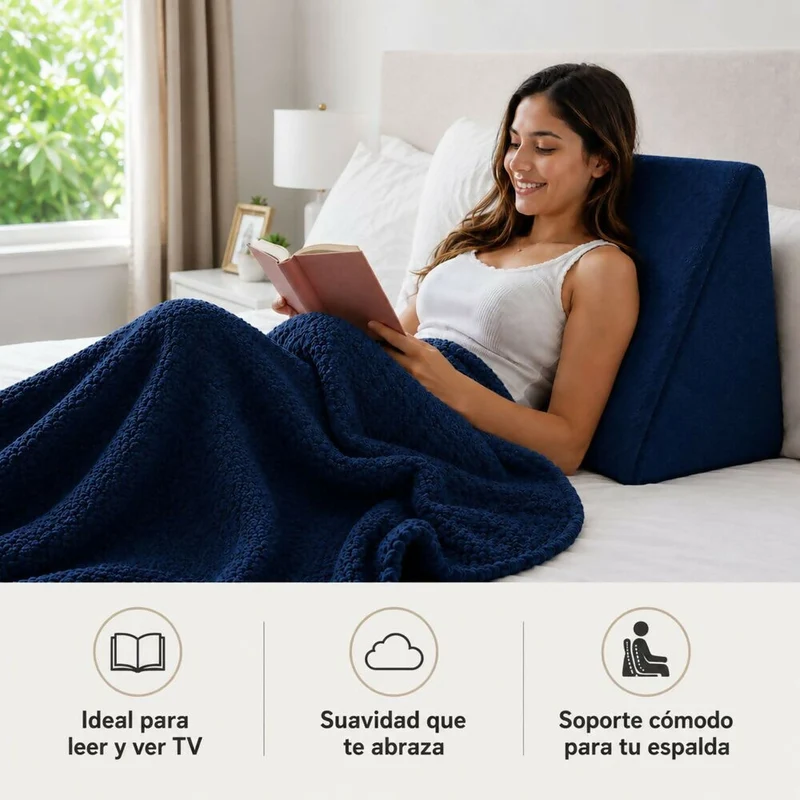 Combo Cojin Tv + Cobija Azul