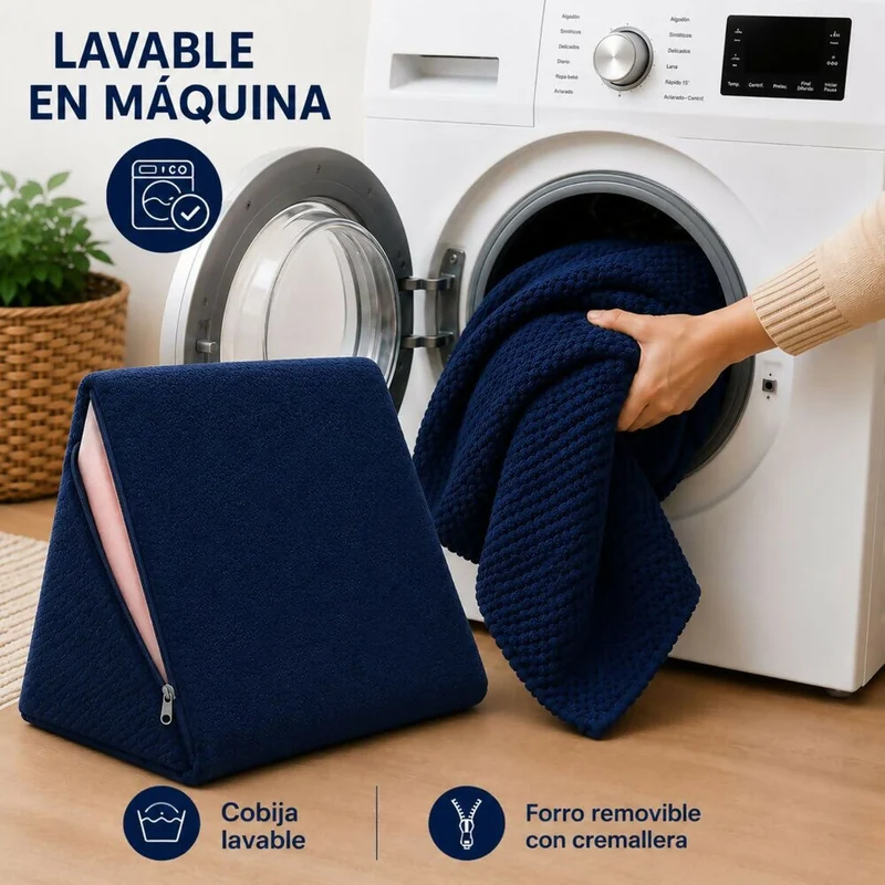 Combo Cojin Tv + Cobija Azul