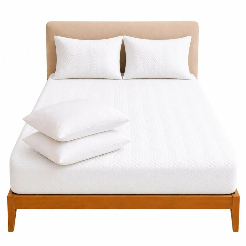 Combo Protector Colchon + 1 Almohada Siliconada Sencillo Blanco