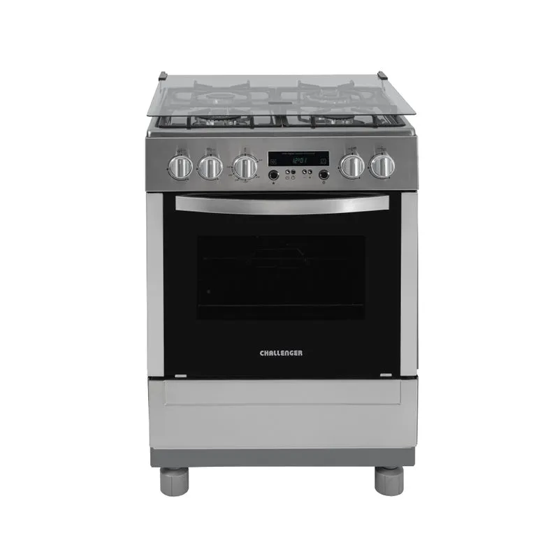 Estufa de Piso a Gas Natural con Horno, Acero Inox, Negro