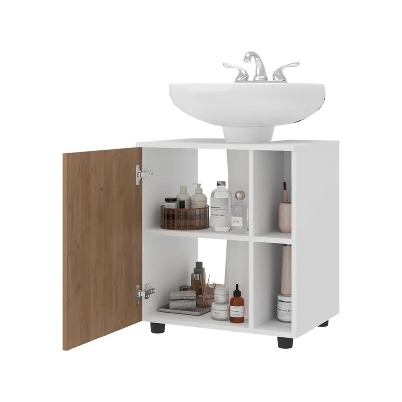 Mueble para Lavamanos Pascuale, Blanco Duqueza y Fresno Europeo, No Incluye Lavamanos ZF