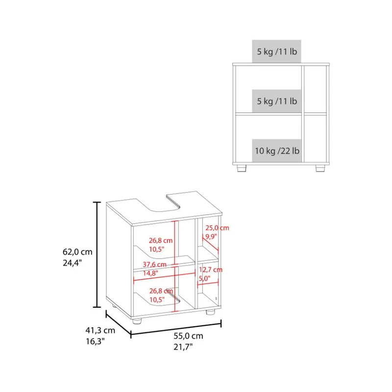 Mueble para Lavamanos Pascuale, Blanco Duqueza y Fresno Europeo, No Incluye Lavamanos ZF