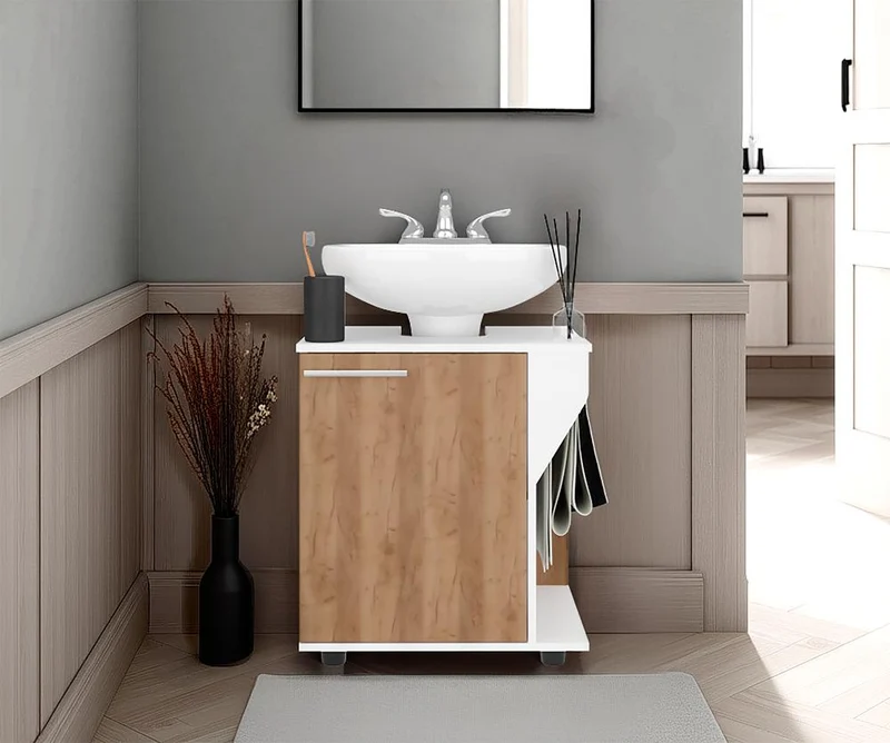 Mueble para Lavamanos Pili, Kronos Blanco y Kronos Fresno, No Incluye Lavamanos ZF