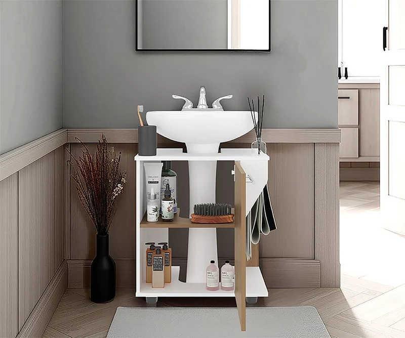 Mueble para Lavamanos Pili, Kronos Blanco y Kronos Fresno, No Incluye Lavamanos ZF