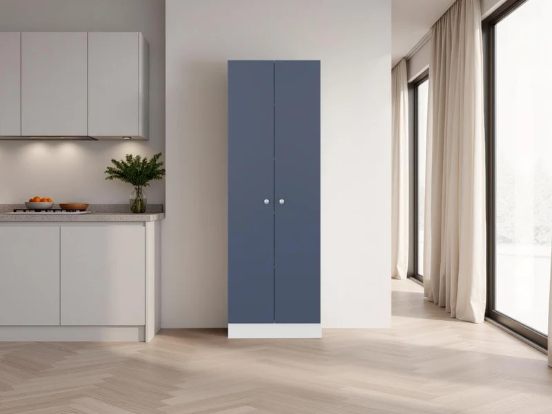 Alacena Multiusos Benna, Blanco Kronos y Azul, con Variedad de Entrepaños
