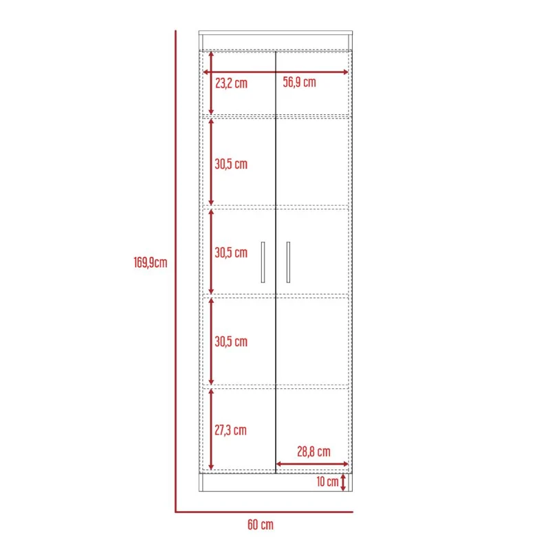 Alacena Barlovento, Fresno y Blanco, Cuenta con Cinco Entrepaños y Dos Puertas Batientes