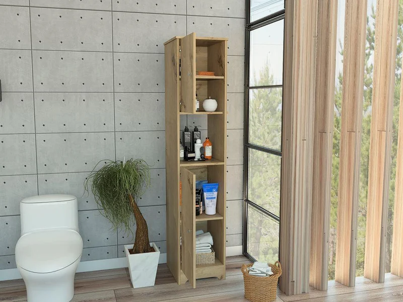 Mueble Auxiliar de Baño Ibis, Café Claro, con Dos Puertas Batientes ZF