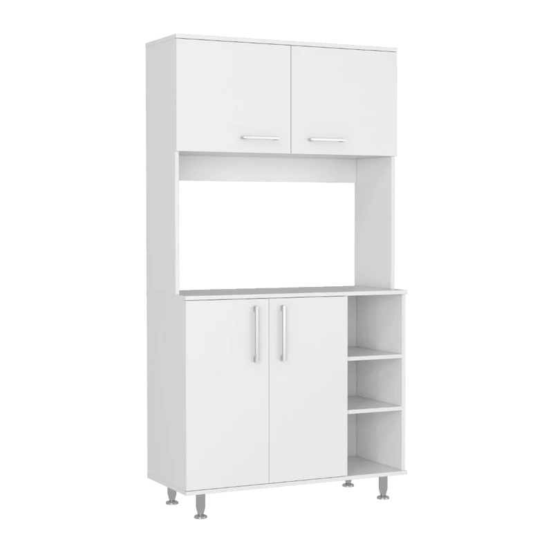 Alacena Everton, Blanco, con Cuatro Puertas y Patas de Acero