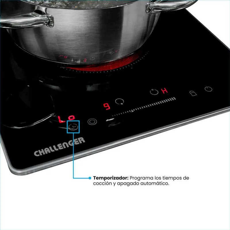 Estufa Empotrar Vitrocerámica 2 Puestos 30cm 220V Challenger Vt6030