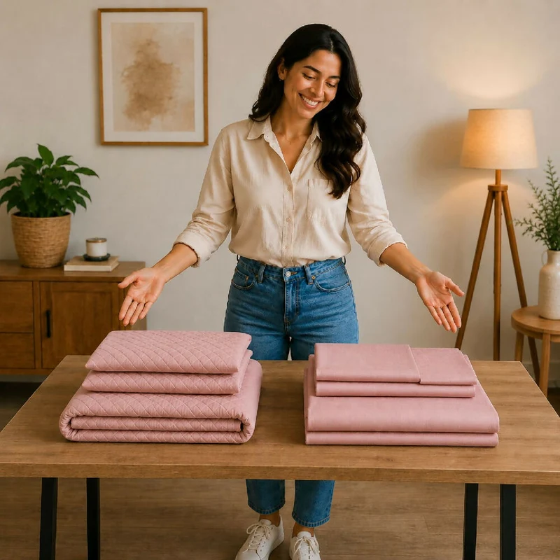 Combo Protector Colchon + Juego De Sábanas Semidoble Rosado