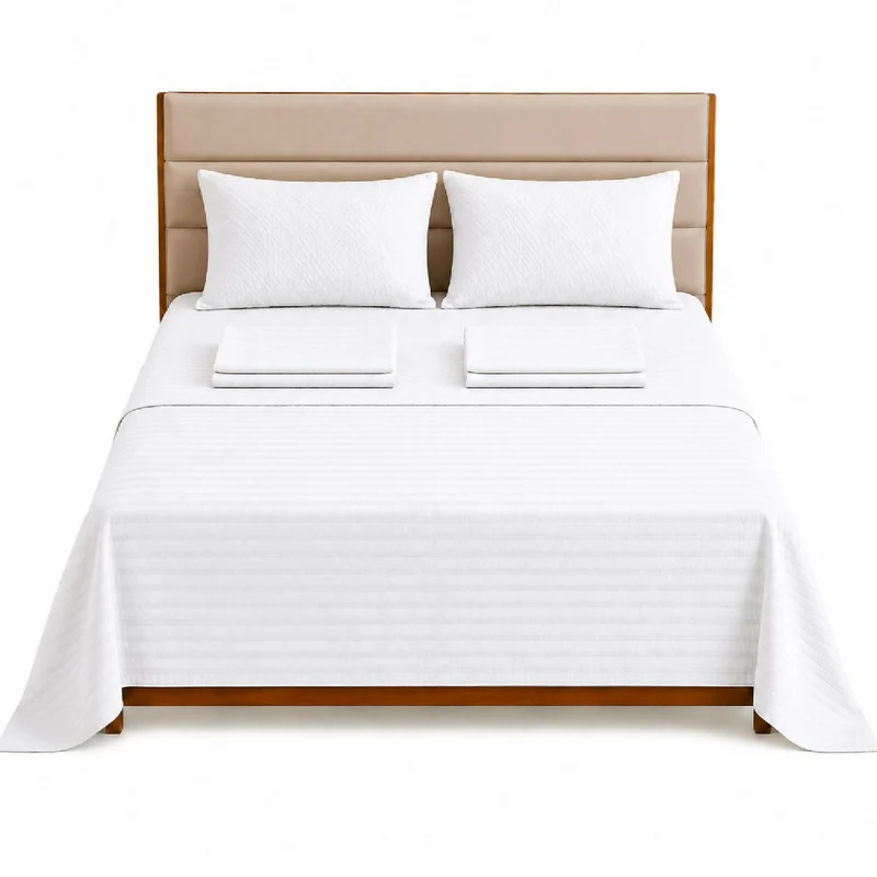 Combo Protector Colchon + Juego De Sábanas Semidoble Blanco