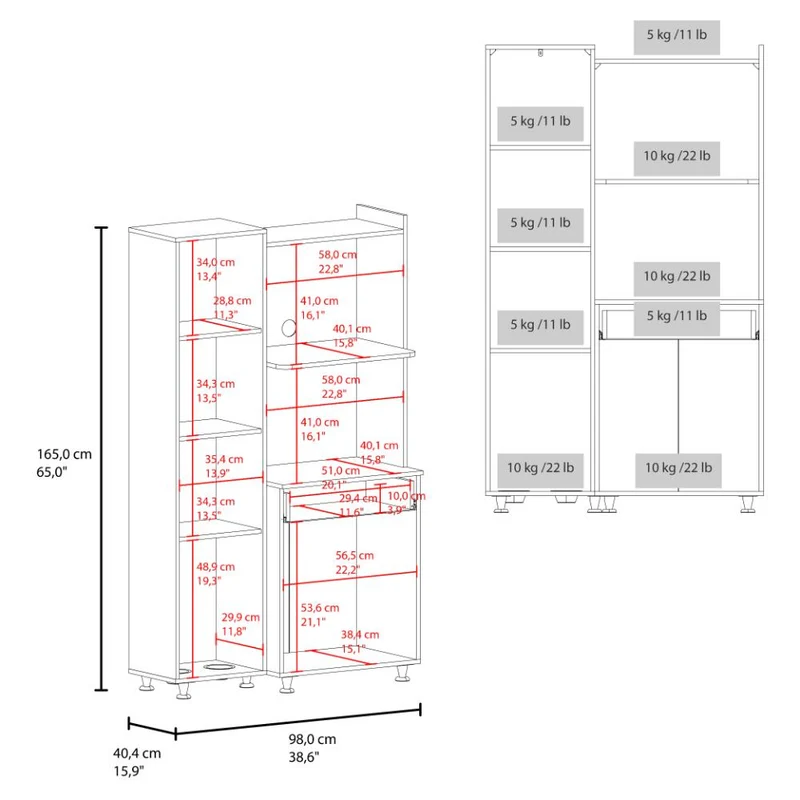 Alacena Multiusos Panter Eco, Kronos Blanco, una Puerta Abatible y Variedad de Entrepaños ZF