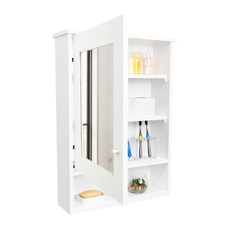 Gabinete de Baño Egeo, Blanco Duqueza, con Puerta Espejo y Tres Entrepaños para Ubicar Objetos ZF