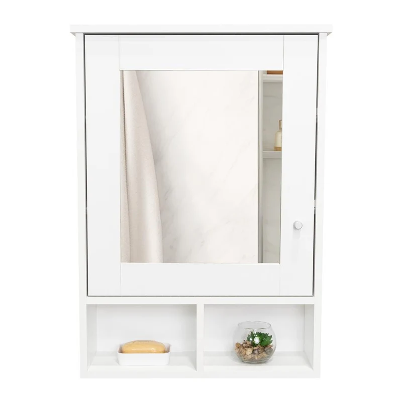 Gabinete de Baño Egeo, Blanco Duqueza, con Puerta Espejo y Tres Entrepaños para Ubicar Objetos ZF