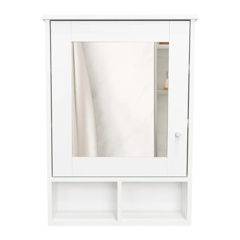 Gabinete de Baño Egeo, Blanco Duqueza, con Puerta Espejo y Tres Entrepaños para Ubicar Objetos ZF