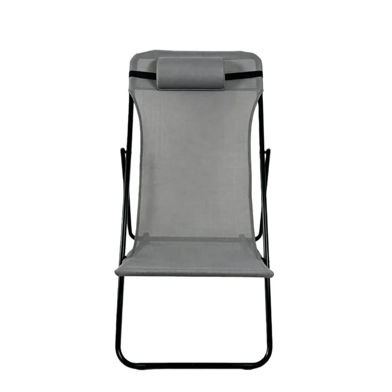 Set de 4 Sillas Plegable Reclinable Zambia, Gris Oscuro, con Tres Posiciones