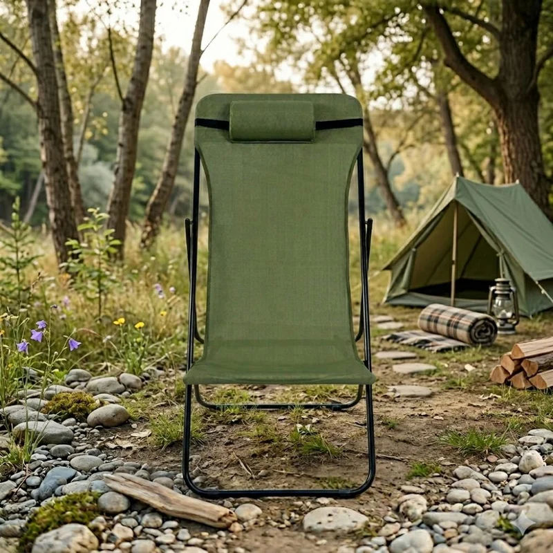Set de 4 Sillas Plegable Reclinable Zambia, Verde, con Tres Posiciones