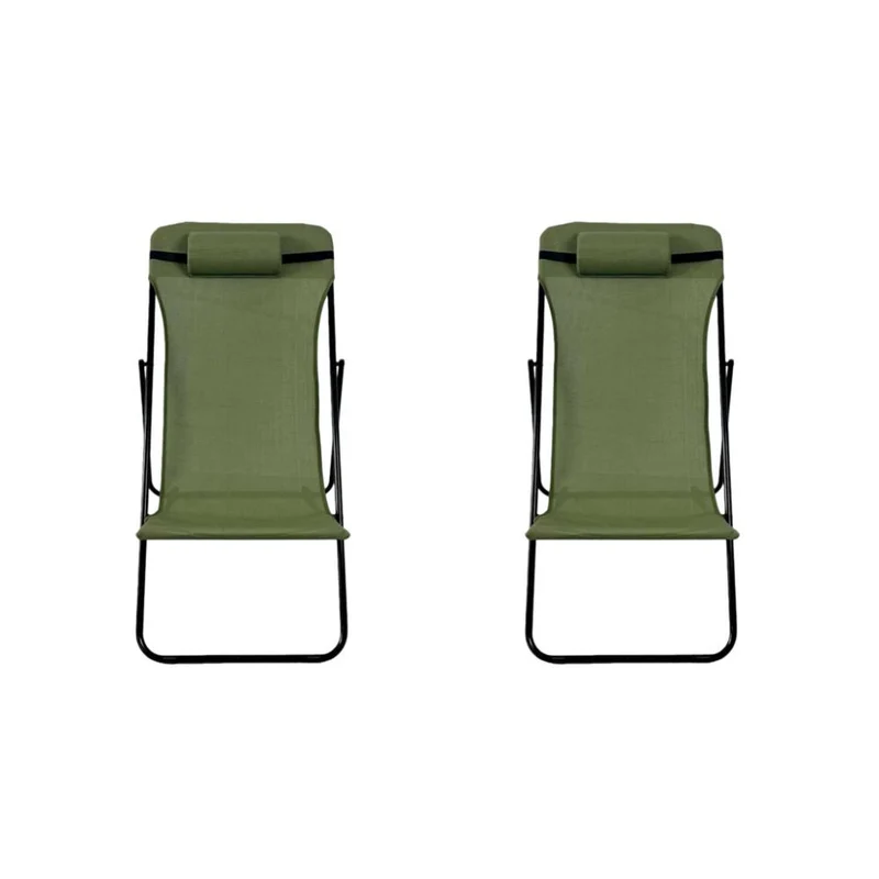 Set de 2 Sillas Plegable Reclinable Zambia, Verde, con Tres Posiciones