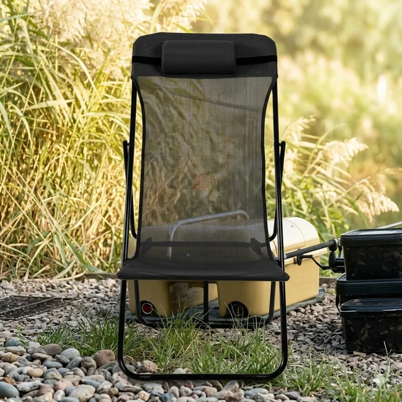 Set de 4 Sillas Plegable Reclinable Zambia, Negro, con Tres Posiciones