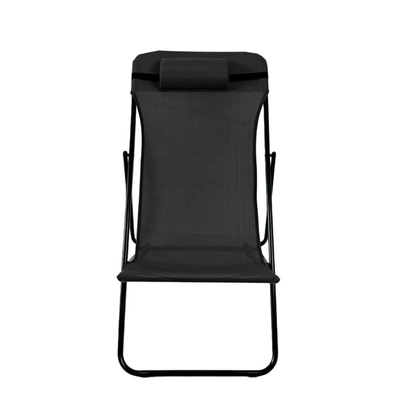 Set de 2 Sillas Plegable Reclinable Zambia, Negro, con Tres Posiciones