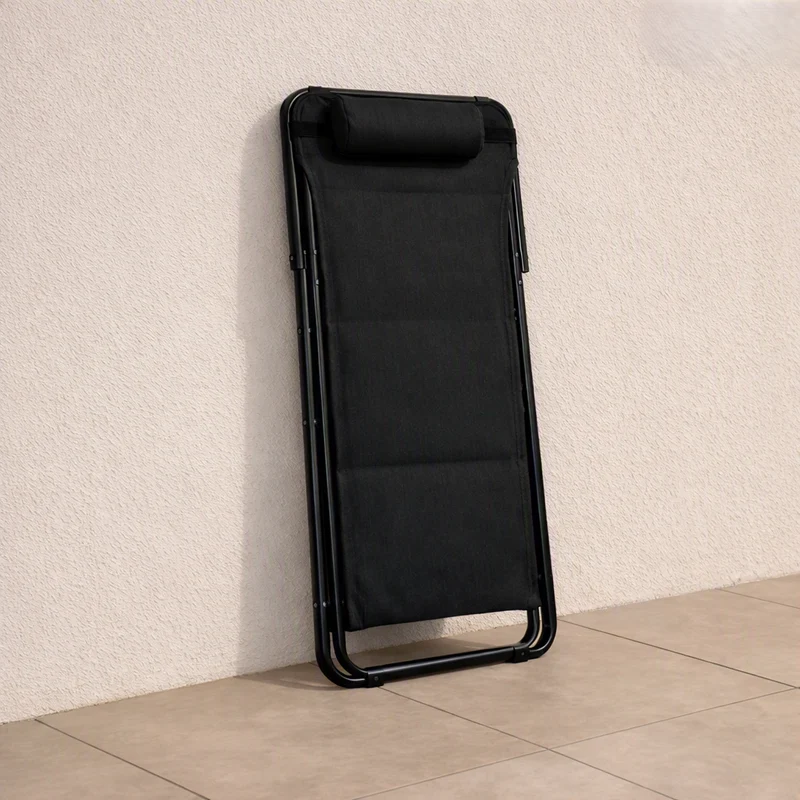 Set de 2 Sillas Plegable Reclinable Zambia, Negro, con Tres Posiciones